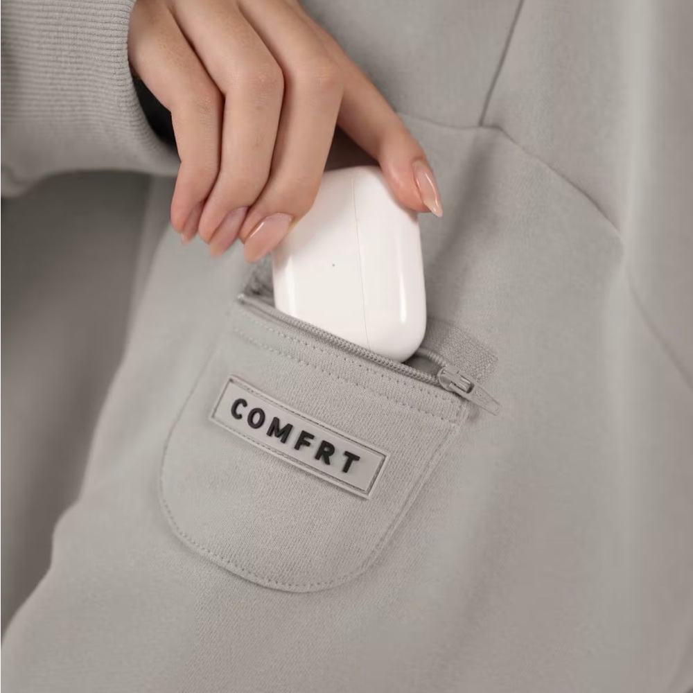 Women’s or men’s Comfrt travel essential hoodie. Stone - Picture 2 of 2